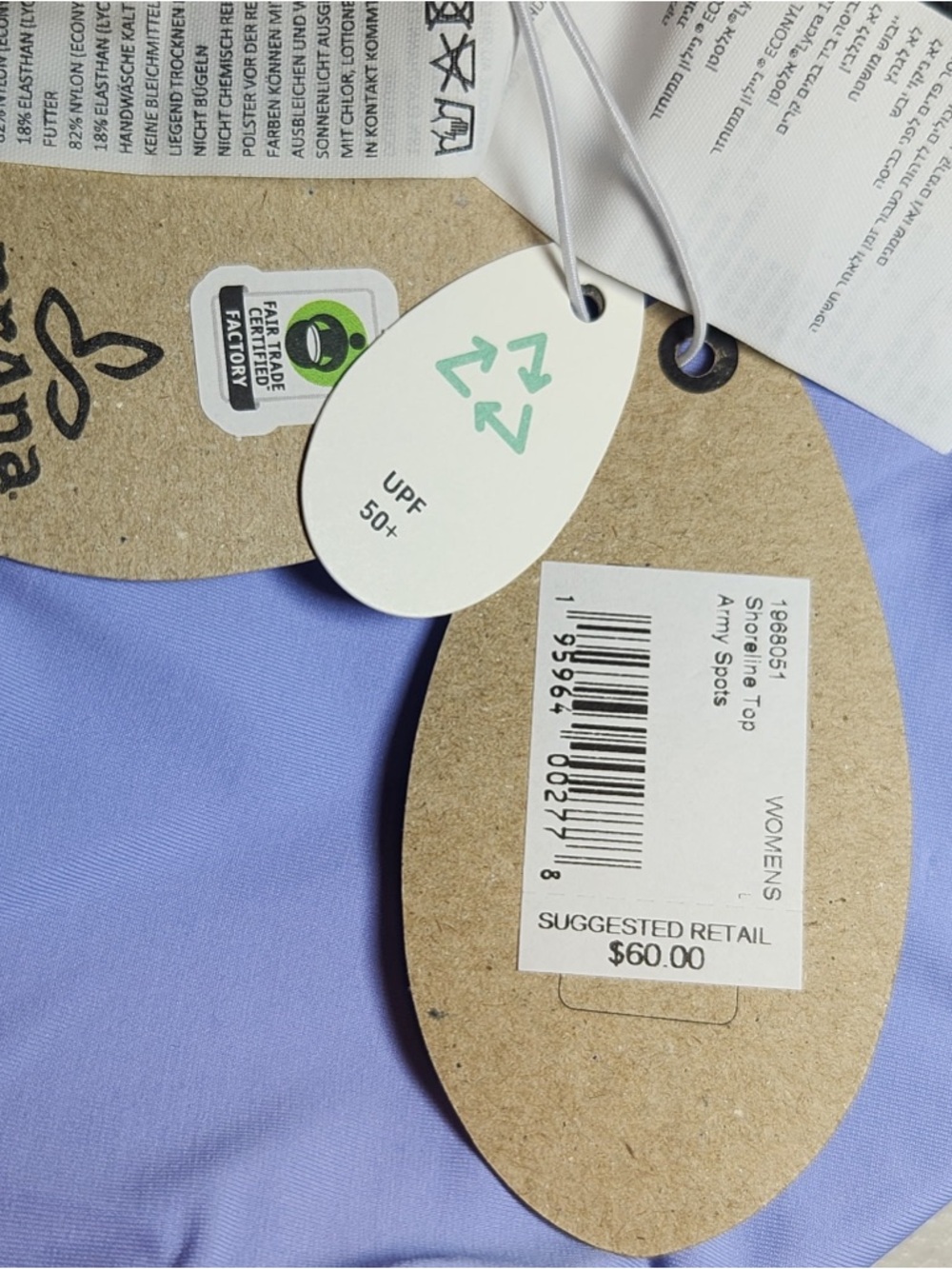 NWT Prana Women's Shoreline Bikini Top Swim Beach Recycled UPF50 Summer Vacation - Picture 6 of 7